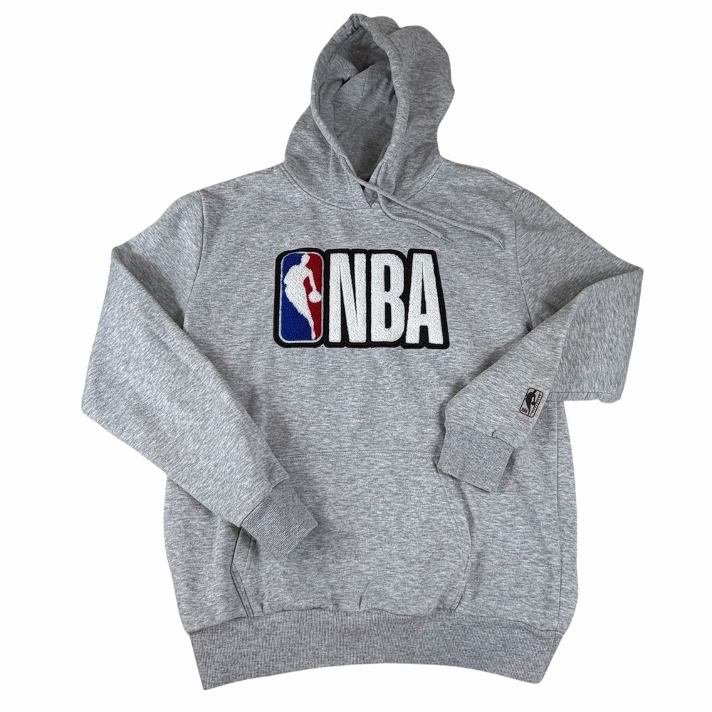 NBA Basketball Athletic‎ Hooded Gray Sweatshirt Men Size Medium Hoodie Pullover